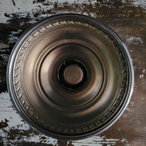 Vintage Farber Krome Kraft Green Glass Compote / Candle Holder Screw on Base - Picture 5 of 11